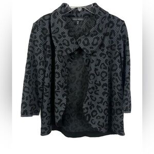 Ming Wang Women's Leopard Print Knit Puff‎ Sleeve Jacket- Size XS Petite